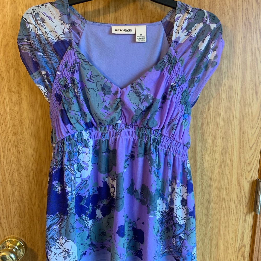 DKNY Jeans Floral Top/Blouse sz Pm